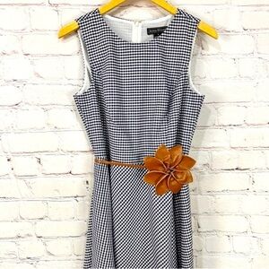 Vintage Jessica Howard gingham dress fit flare navy blue white midi cottagecore
